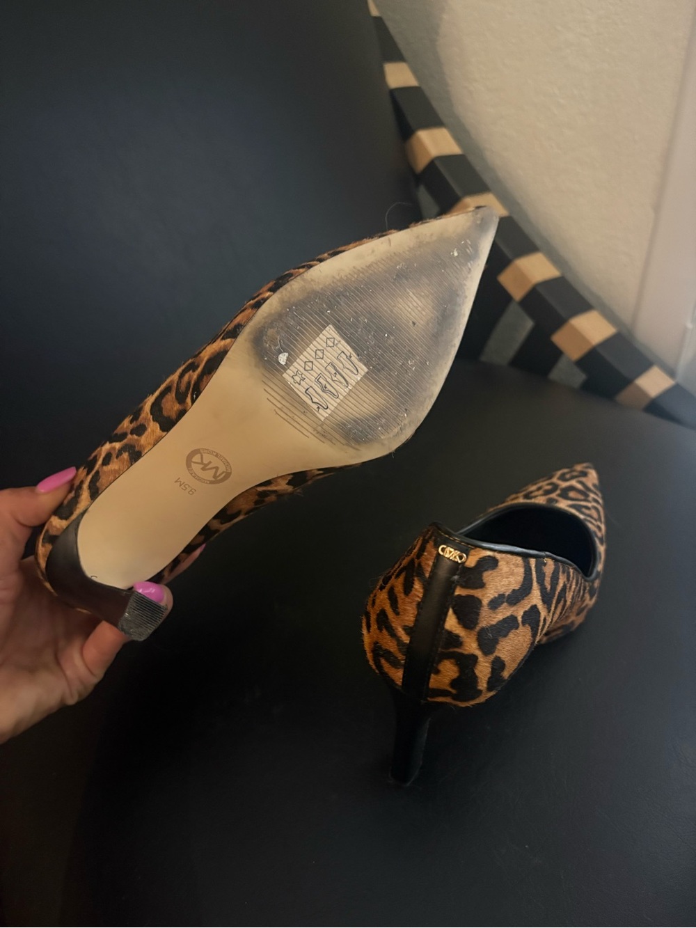 Michael Kors Leopard Print Pointed Toe Pumps - Tan & Black - Picture 4 of 8